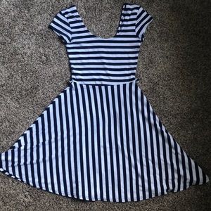Stripped blue and white dress
